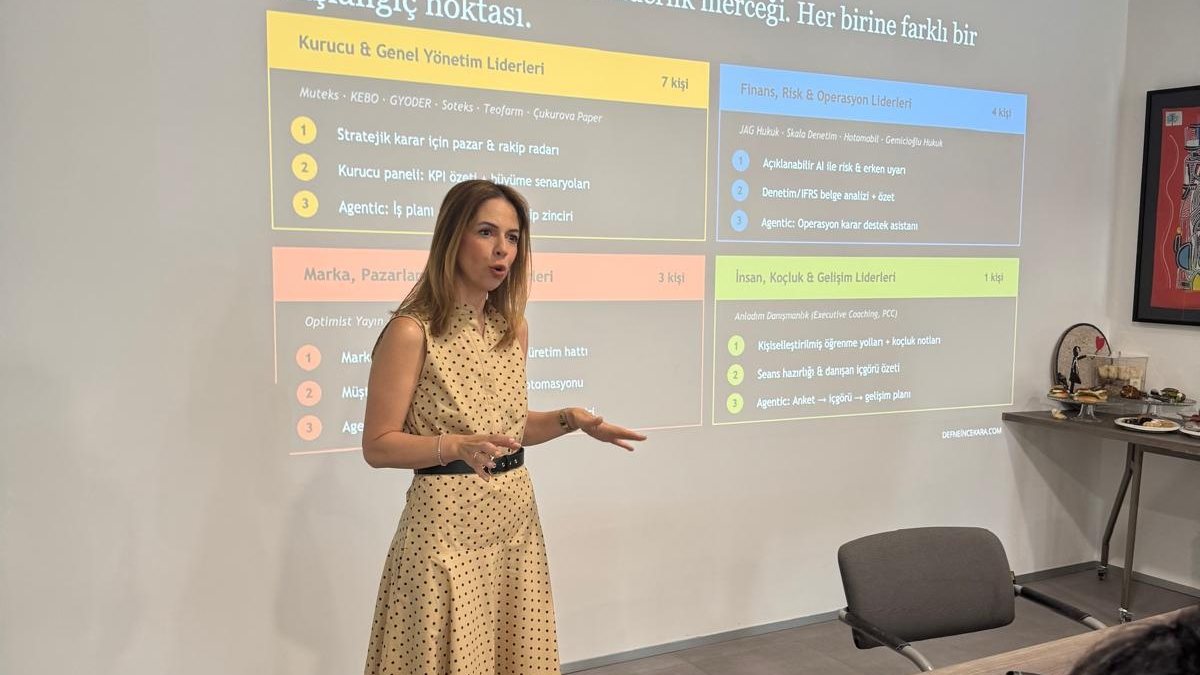 Defne İncekara liderlik atölyesinde karar verici profillerini anlatırken